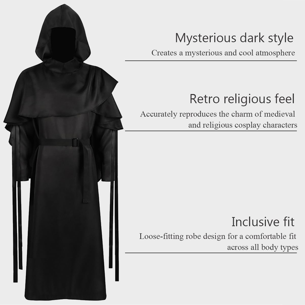 LANGWEI Disfraz De Diablo De La Parca De Halloween, Traje De Monje Medieval, Traje De Sacerdote