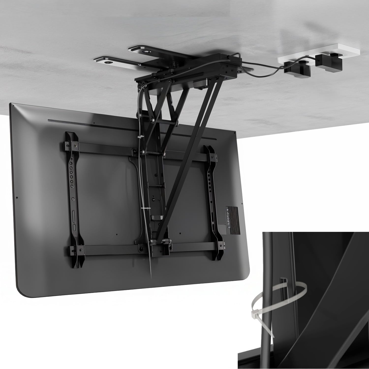 Supporto da Soffitto per TV Maclean da 32" a 75" | Inclinazione e rotazione motorizzata | VESA fino a 600x400 | Controllo remoto e controllo app Tuya | RobustO | Sistema anticollisione
