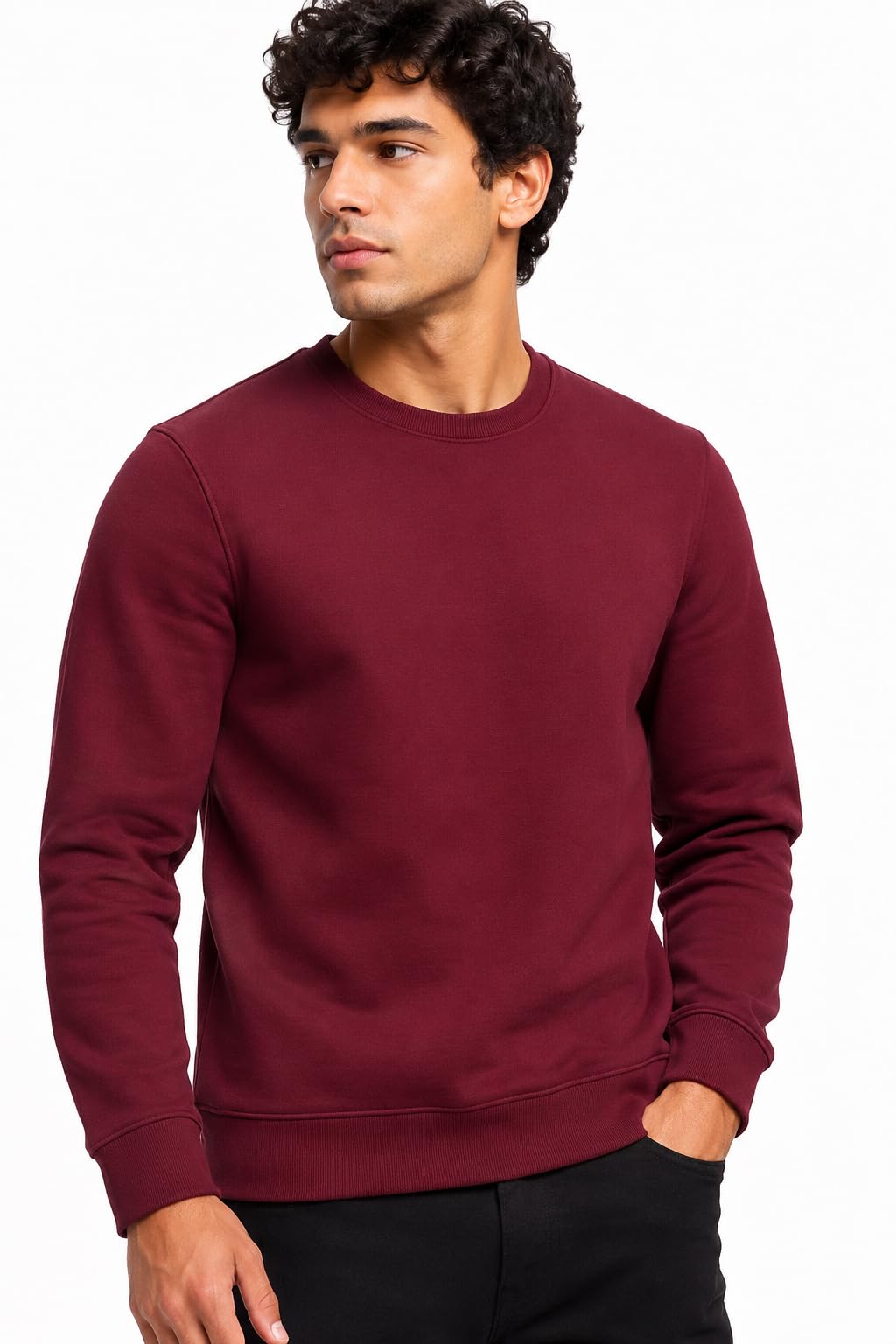 AXORA Men’s Signature Crewneck – Ultra-Soft Tech-Fleece Pullover – Breathable, Anti-Pilling Comfort Sweater, Deep Maroon-image-35
