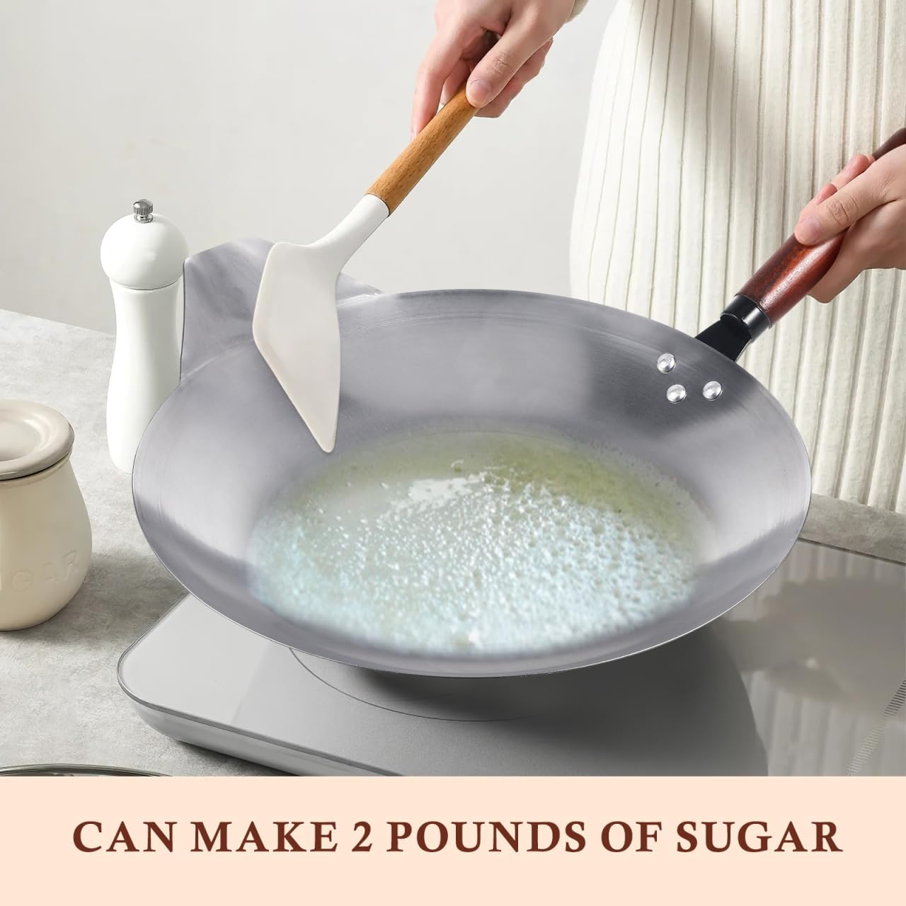 Cabilock Chocolate Melting Pot with Long Handle 22.83X13.77X1.57In Non-Stick Metal Pan for Melting Candy Butter and Sugar Portable Kitchen Cookware for Dessert and Sauce Preparation