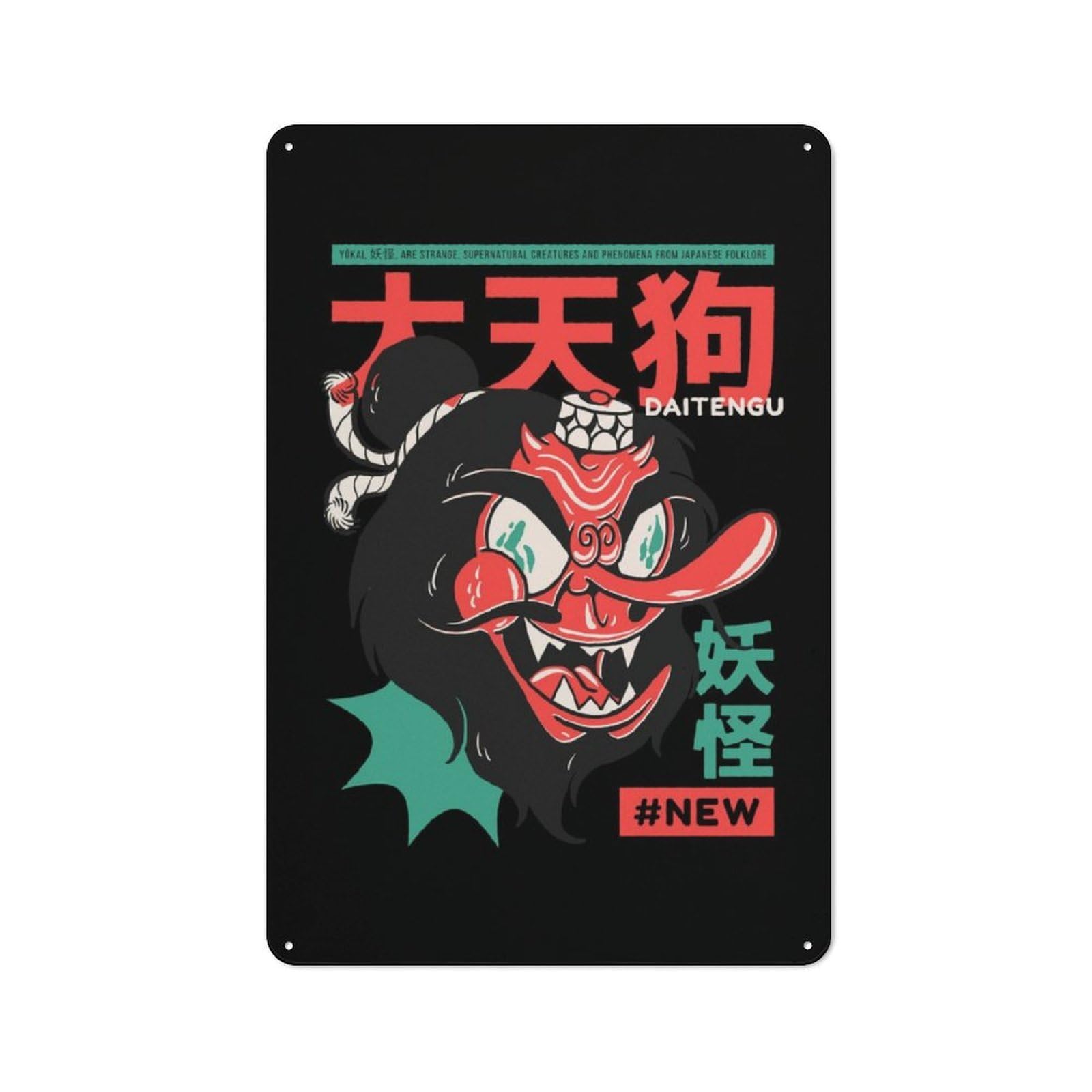 Junmoney Daitengu Yokai For Garden Room Or Summerhouse, Vintage Tin Sign 30X20cm, For Display In Garden Rooms And Summerhouses