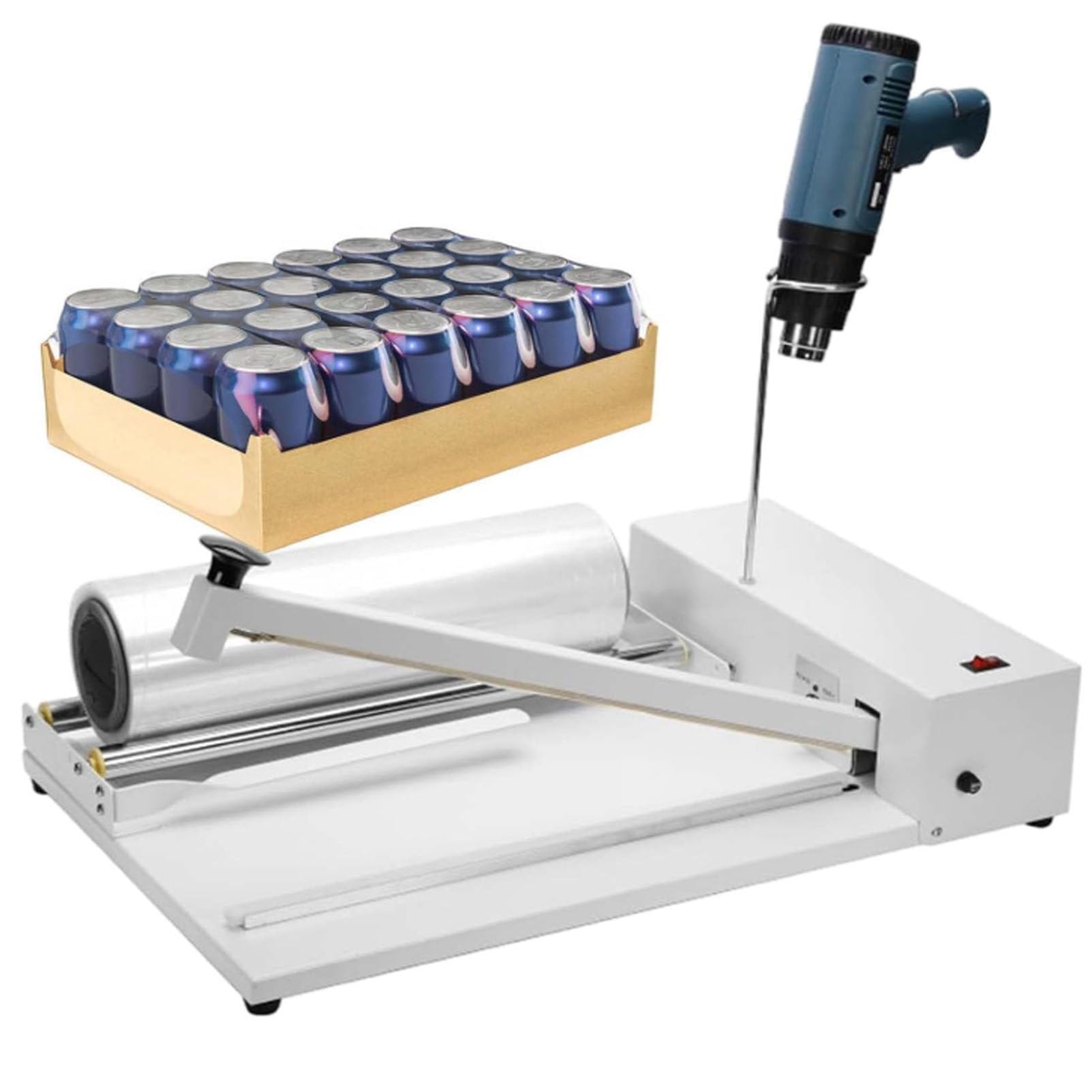 Schrumpffolie Maschine 1500W Heißsiegelmaschine mit Heißluftpistole 572-968℉ Temperaturregelung für PP PE PVC 30cm