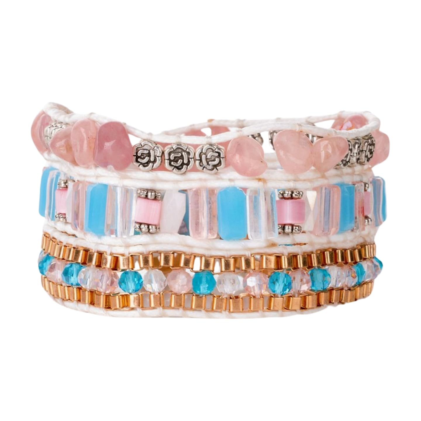 YGLINE Natural Stone Wrap Bracelet for Women Boho Bracelets Healing Crystal Beaded Bracelet Adjustable 3/5 Wraps Bracelet Handmade Birthday Gifts for Women