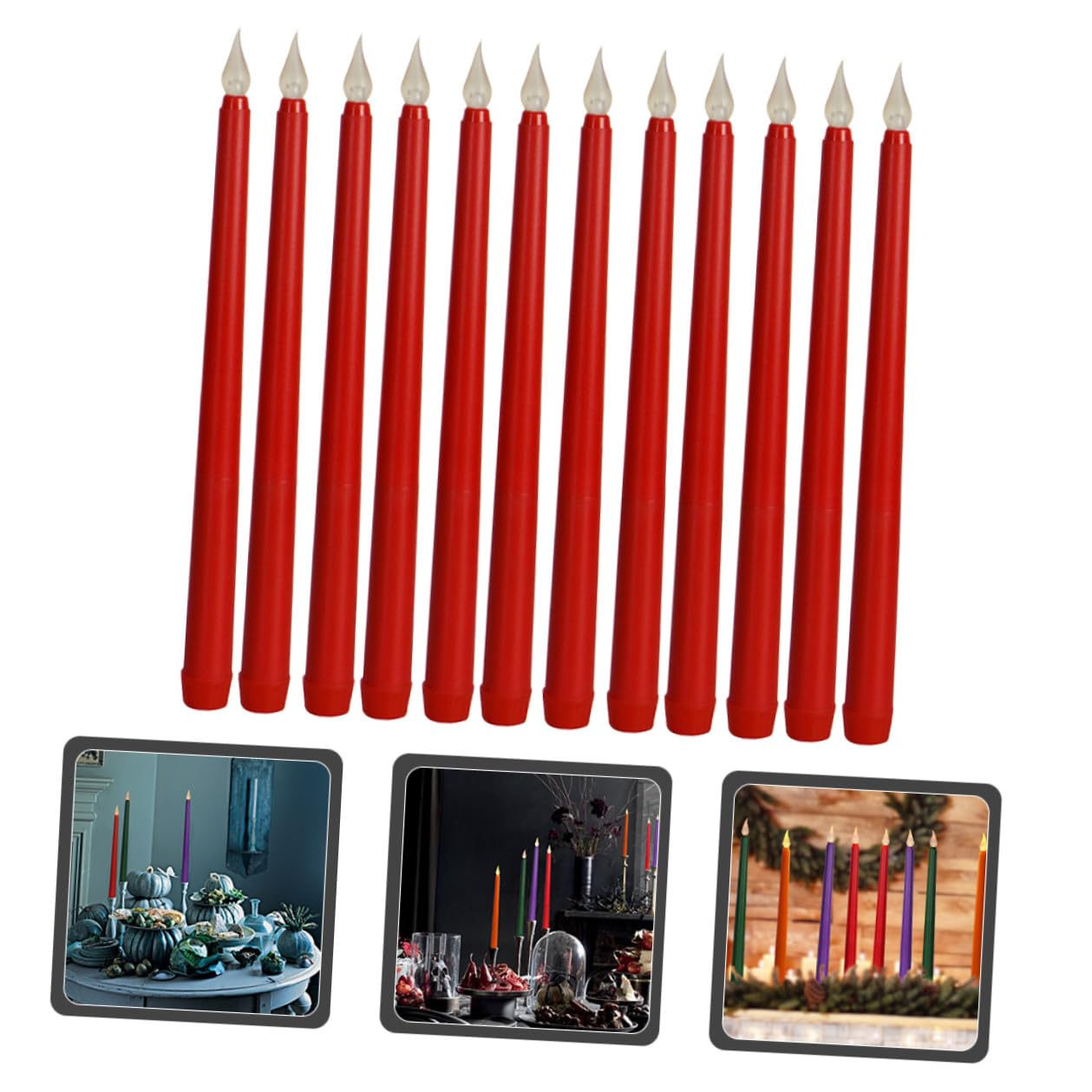 Lurrose Candele Elettriche LED senza Fiamma Rosse Alimentate a Batteria 2 X Aaa 12 Pezzi Design Realistico e Lunga Durata, per Feste e Decorazioni da Scrivania