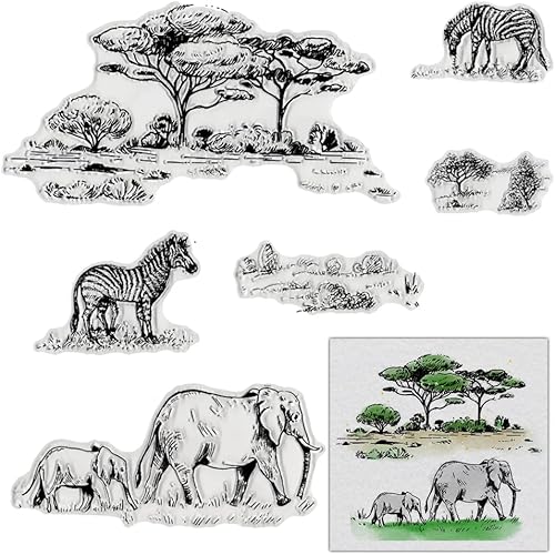 Miniatura 8 de 3 sellos transparentes de paisaje natural para hacer tarjetas y decoraciones de álbumes de fotos, fondo de río de montaña, sellos de goma