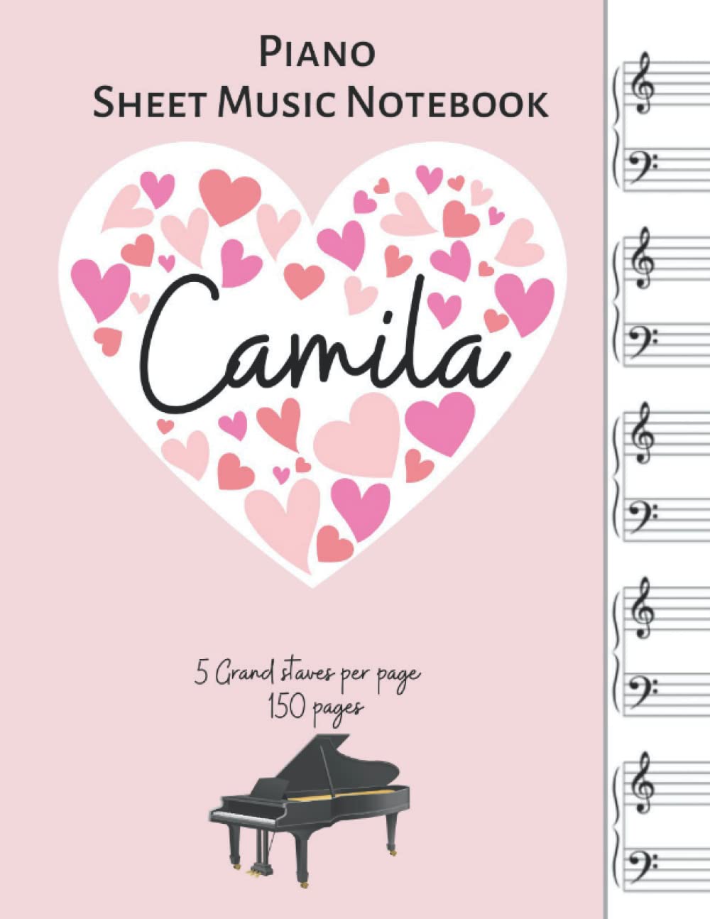 Cahier de musique pour Camila évitant les feuilles volantes avec ses 150 pages de compositions