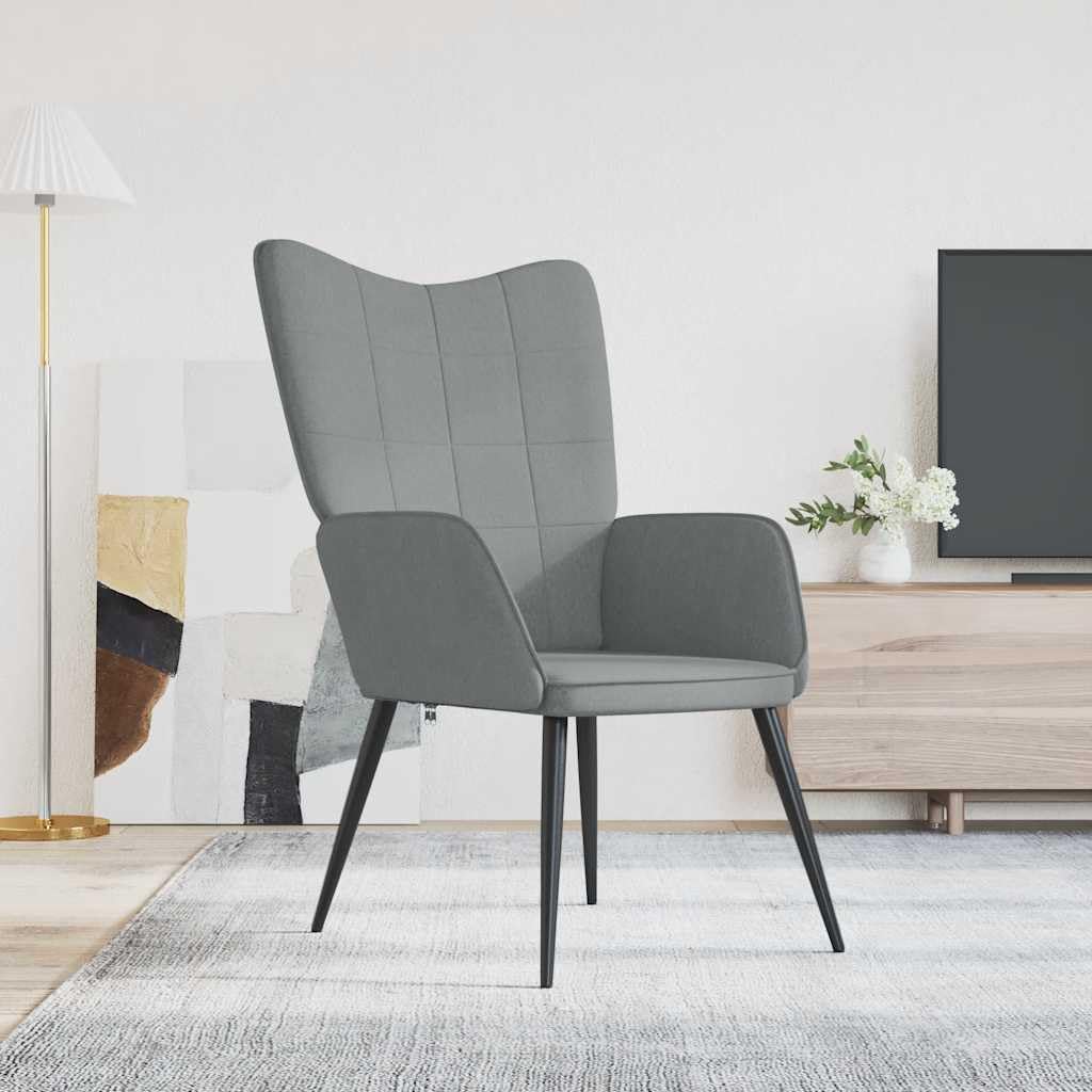 Sillón relax de tela gris claro, sillón de tapicería moderna con marco de acero, cómodo sillón de lectura para sala de estar, dormitorio, oficina, cómodo sillón reclinable para adultos
