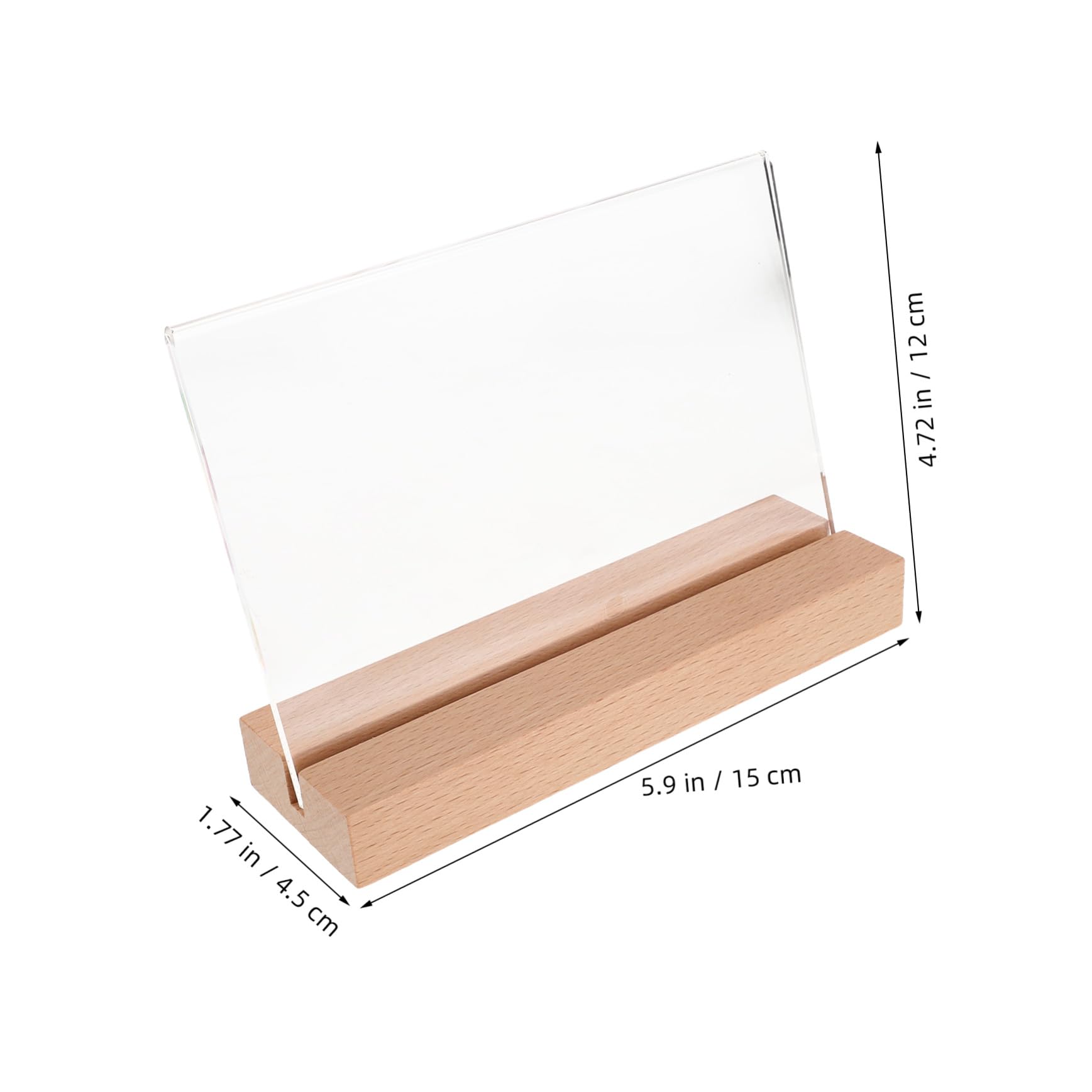 Homoyoyo 5 Soportes para Letreros de Mesa de Acrílico Transparente con Base de Madera, Protección contra Manchas, Ideales para Restaurantes y Hoteles