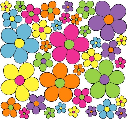 Pegatinas de pared con diseño de margaritas con diseño de flores, color rosa intenso, morado, verde lima, azul, naranja, amarillo, decoración de flores primaverales