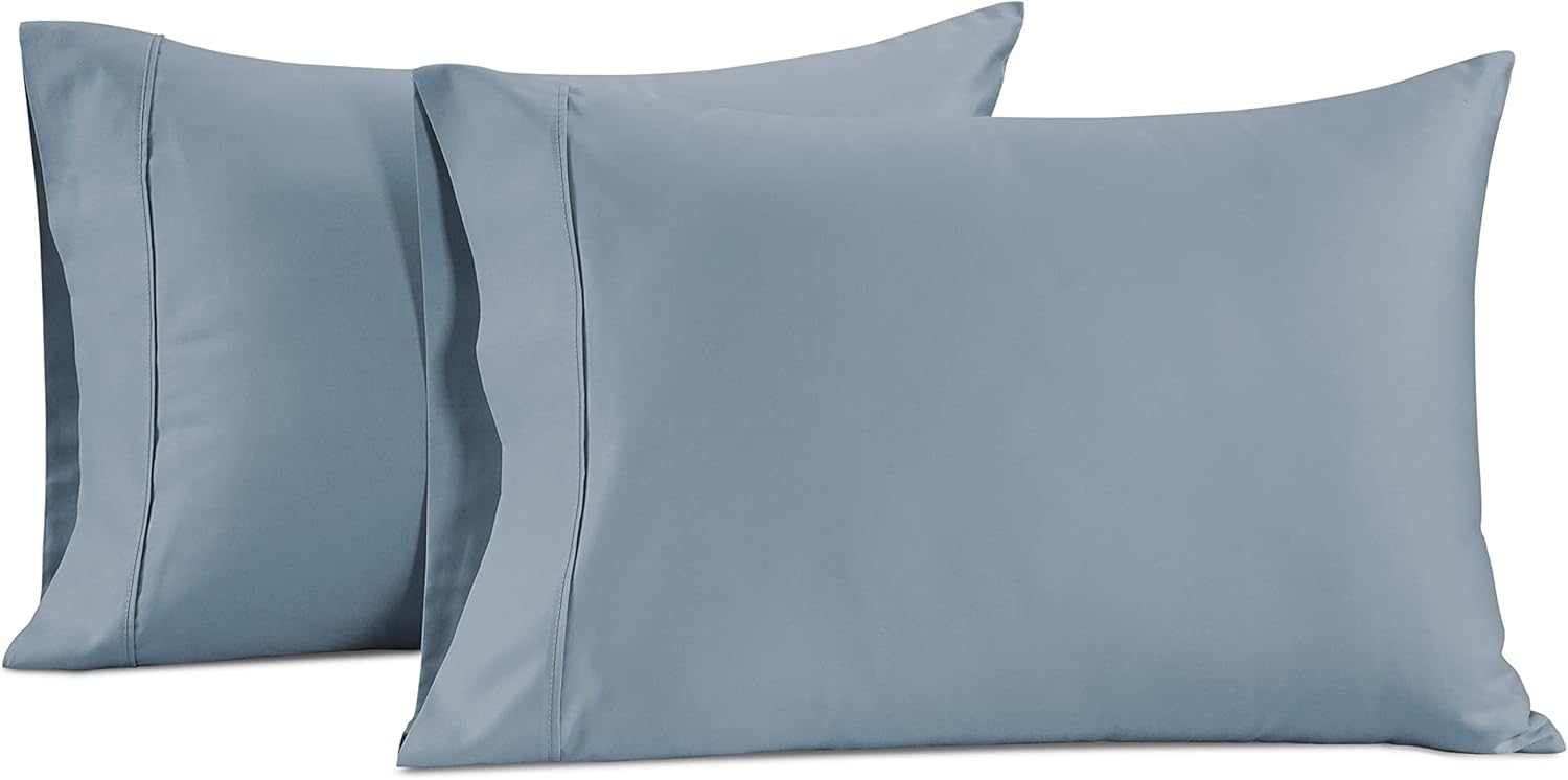 Lane Linen 100% Cotton Pillow Cases King Size Set of 2, 600 Thread Count Satin Soft King Pillowcase with Envelope Closure, Cooling & Breathable - Easy Fit- King Size Pillow Covers (20" x 40") - Blue King Blue