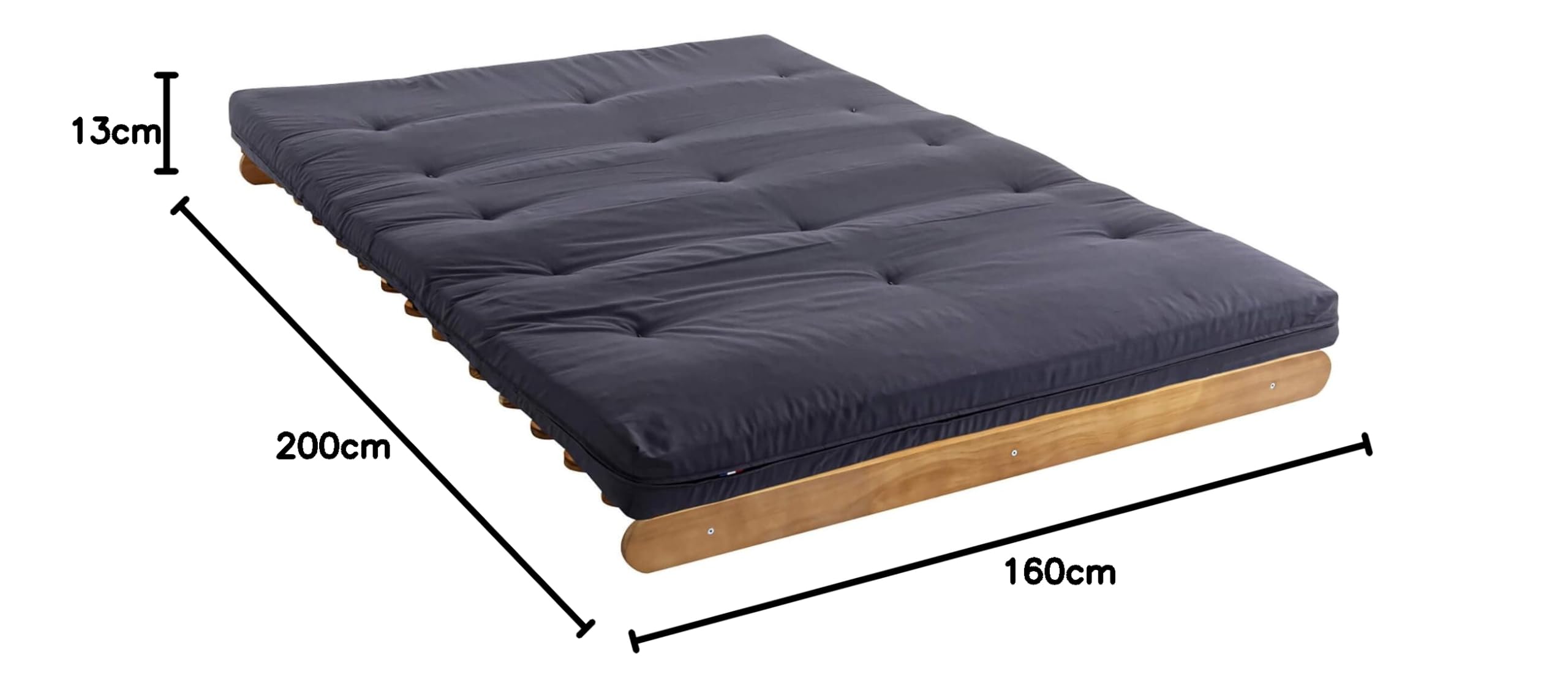 Terre de Nuit Matelas futon Anthracite en Coton 160x200