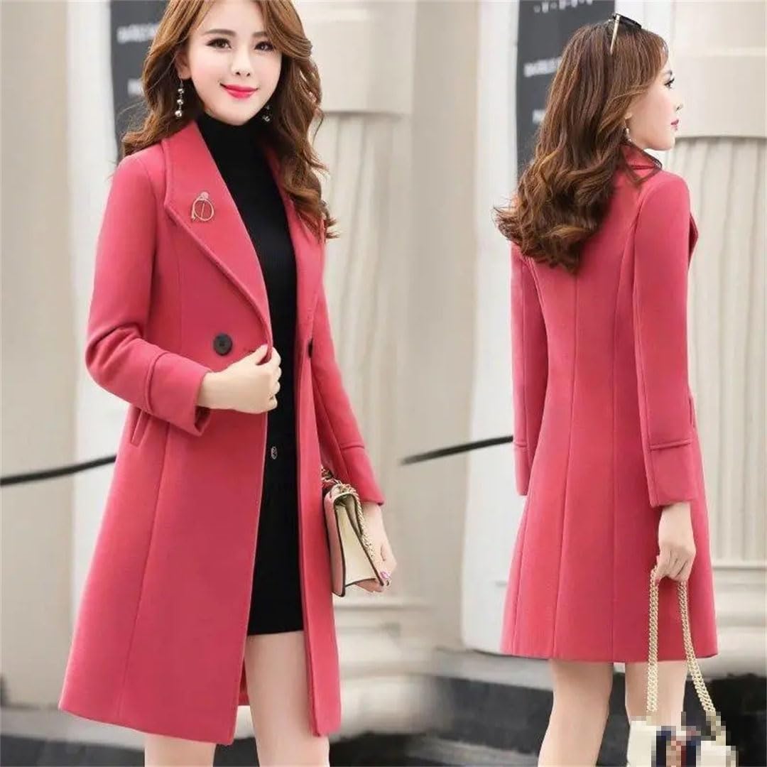 Primavera Autunno Donne Anti-Pilling Collo Del Vestito di Media Lunghezza Cappotto di Lana Femminile Slim Giacca Sciolta