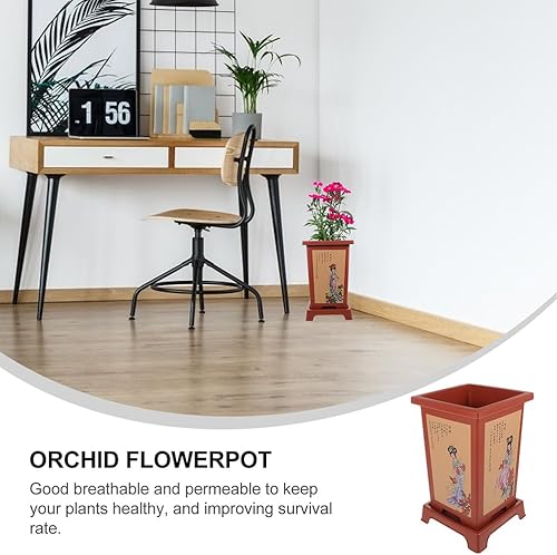 Miniatura 9 de Happyyami 4 juegos de macetas de orquídeas grandes macetas de cerámica para cactus maceta decorativa para suculentas, maceta redonda grande para