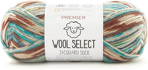 Premier Yarns Lana Select - Hilo Jacquard Socks de peso superfino, lavable a máquina, hecho de lana y poliamida, Trailblazer, 1.75 onzas, 218 yardas