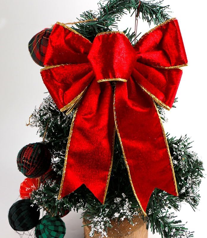 Miniatura 4 de Cinta de terciopelo rojo de Navidad con alambre para decoraciones de árboles de Navidad, coronas, lazos (2-12 pulgadas, 5 yardas)