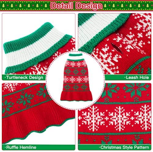 KOOLTAIL Dog Jumper Snowflake Winter Clothes - Christmas Dog Dresses Warm Knit Sweater, Cute Xmas Suit for Small Dogs Puppies