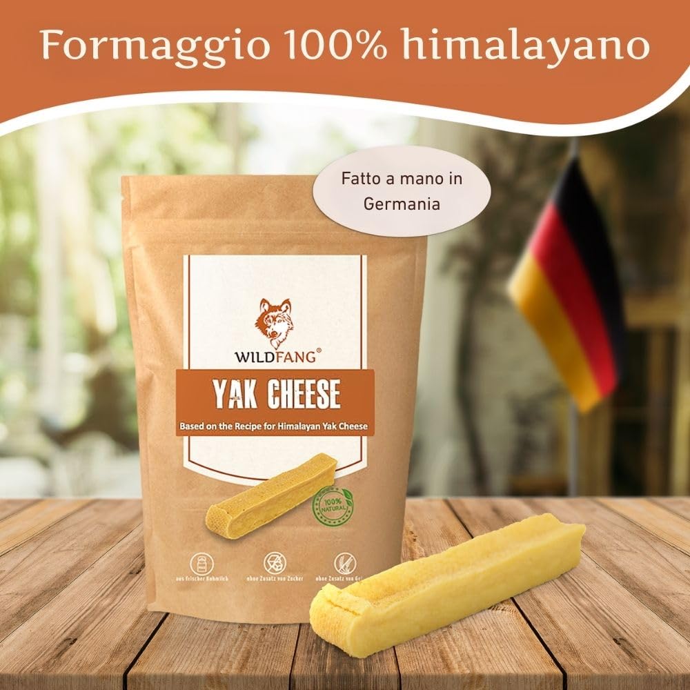 Wildfang Masticativi di formaggio di latte di yak dell'Himalaya per cani - Latte Yak Cane - Osso Latte di Yak Cane - Senza Additivi - Conservanti o Coloranti - Bastoncino da masticare - 3 x L