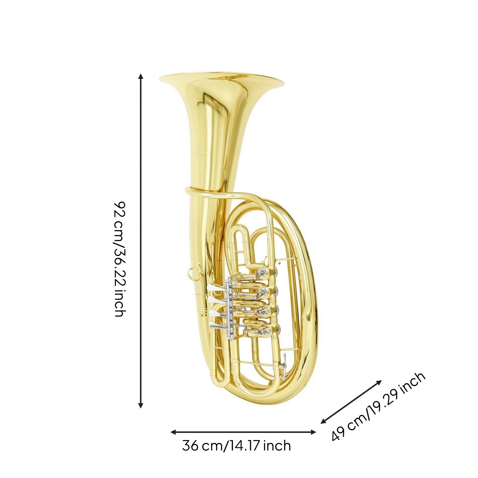 Strumento a Fiato in Ottone con Custodia Dorato Strumento a Fiato in Ottone Lucido Tromba Bassa per Bande Musicali, Scuola di Musica