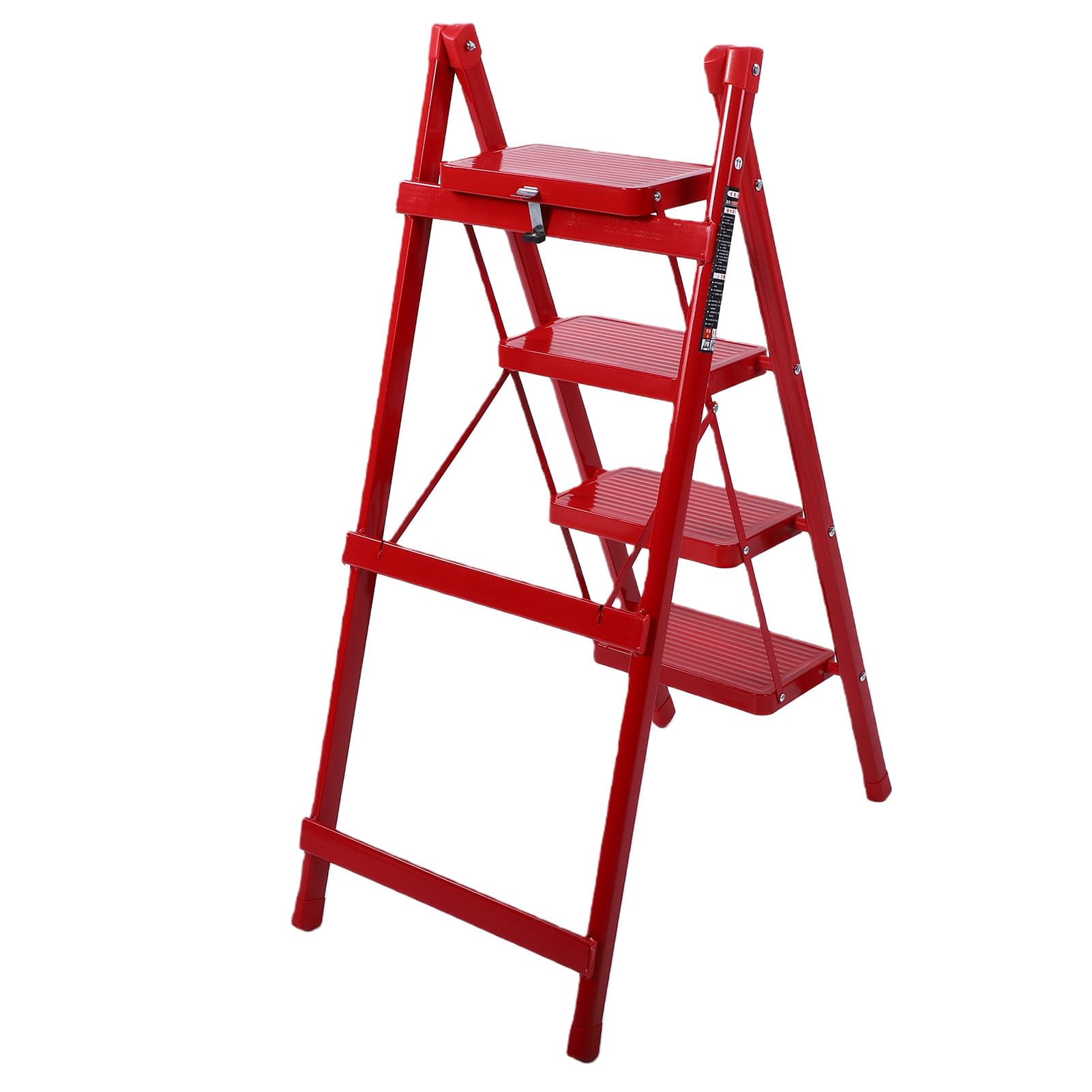 Garosa Scala Pieghevole 4 Gradini con Pedane Antiscivolo Larghe, per Cucina | Materiale in Ferro, Rinforzi Incrociati Stabili, Supporto Triangolare, Sgabello Multiuso, Nessun Montaggio Necessario, Uso