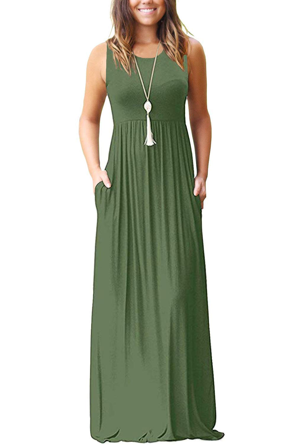 AUSELILY Women's Classic Sleeveless Loose Plain Casual Long Maxi Dresses for Women 2026
