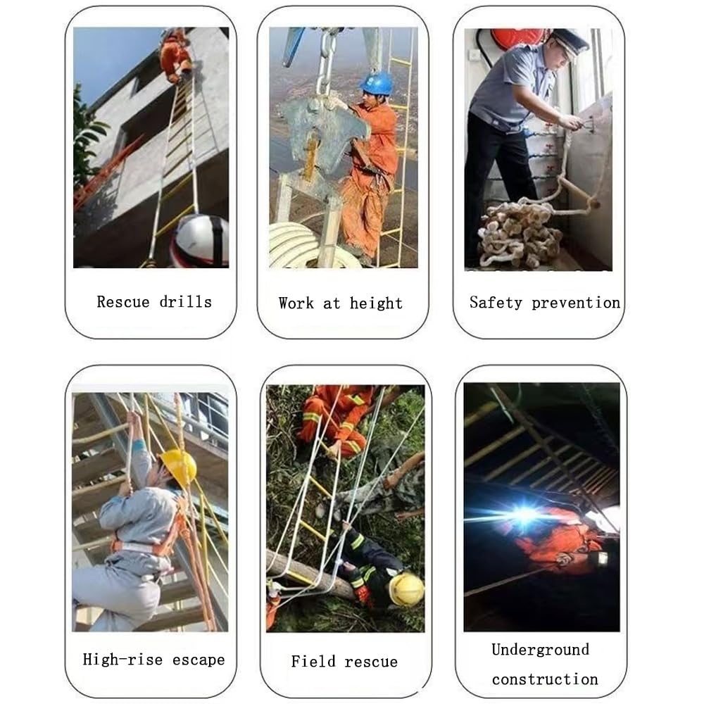 Escalera de cuerda, resistente al fuego, escalera multiusos de 3 m, con mosquetones, resistente al fuego, para ventanas y balcones
