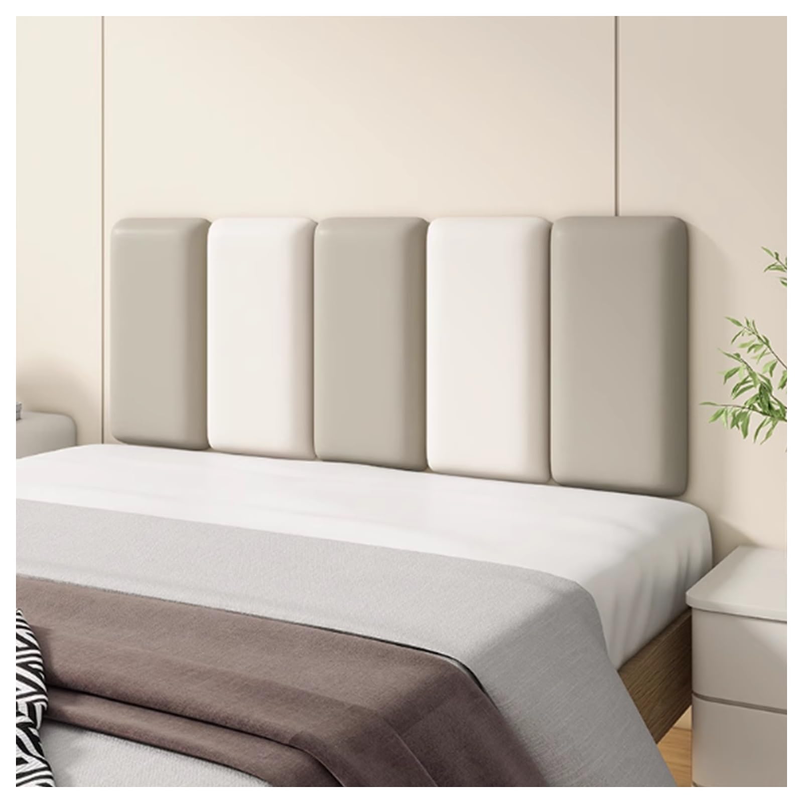 Stickers muraux anti-collision 3D en lot de 5 pour chambre d'enfant, rembourrage blanc et gris
