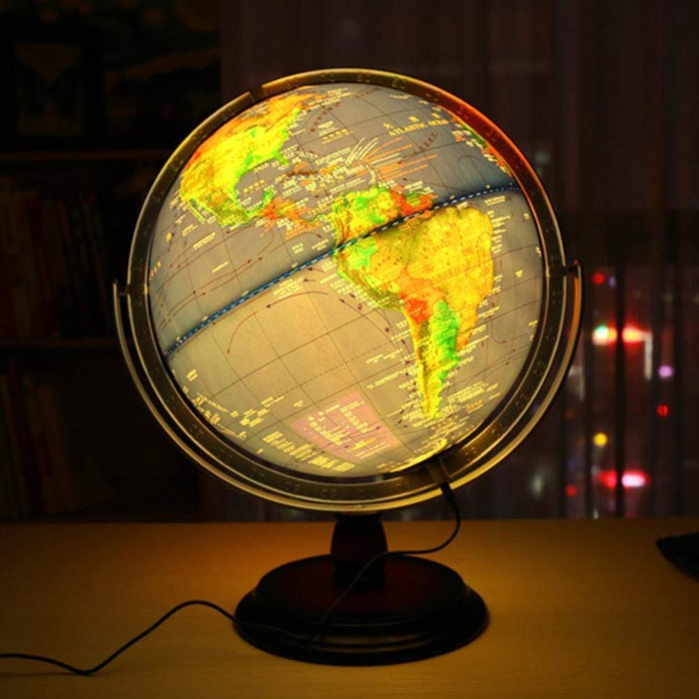 La Tierra, Mapa del Mundo de 12 Pulgadas con Luces LED, Globo Giratorio, decoración for Oficina y casa, lámpara de Globo, Regalo for niños.