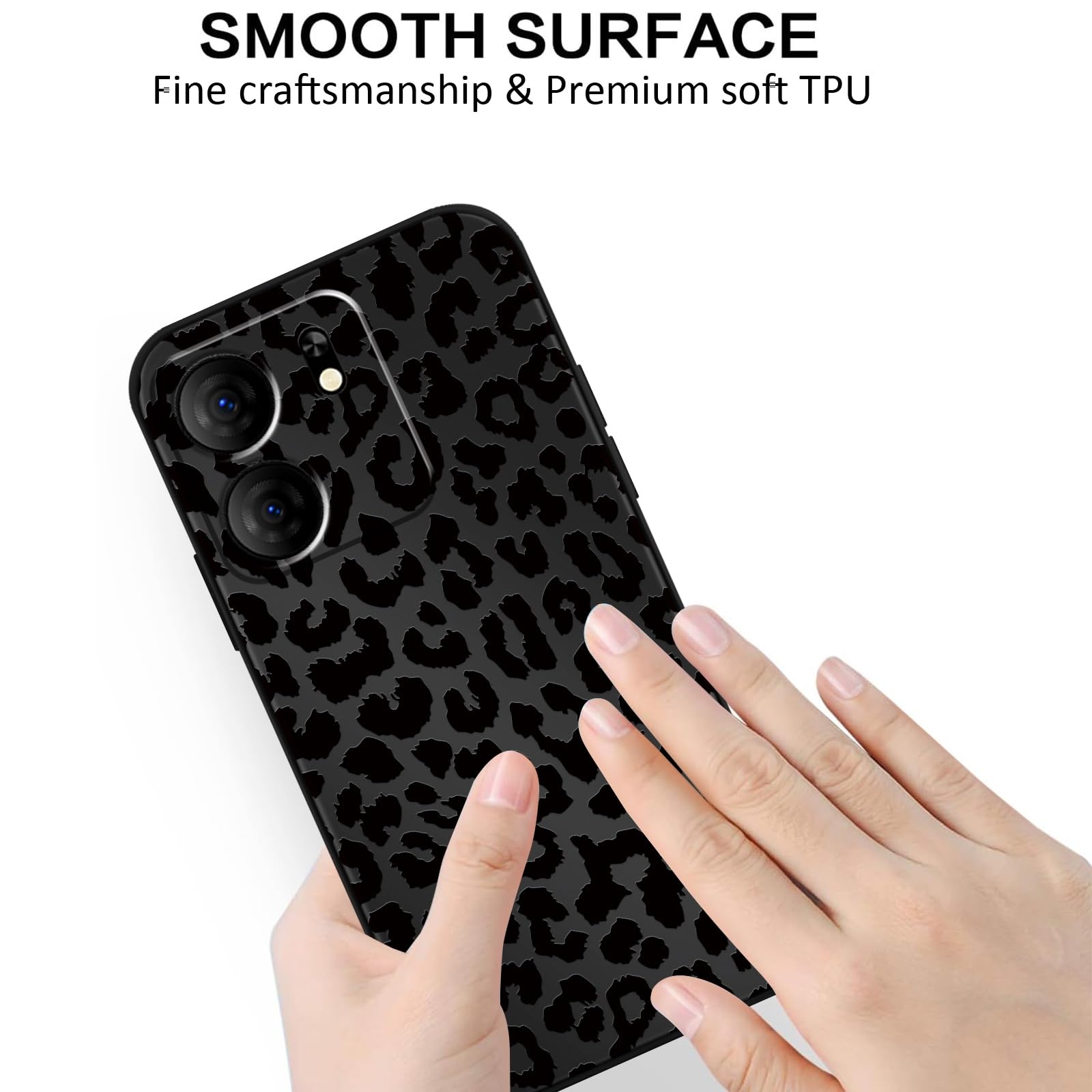Funda protectora de TPU para BLU View 5 B160V de 6.6 pulgadas, diseño estético de leopardo negro, funda protectora de TPU suave y delgada a prueba de golpes para mujeres y niñas