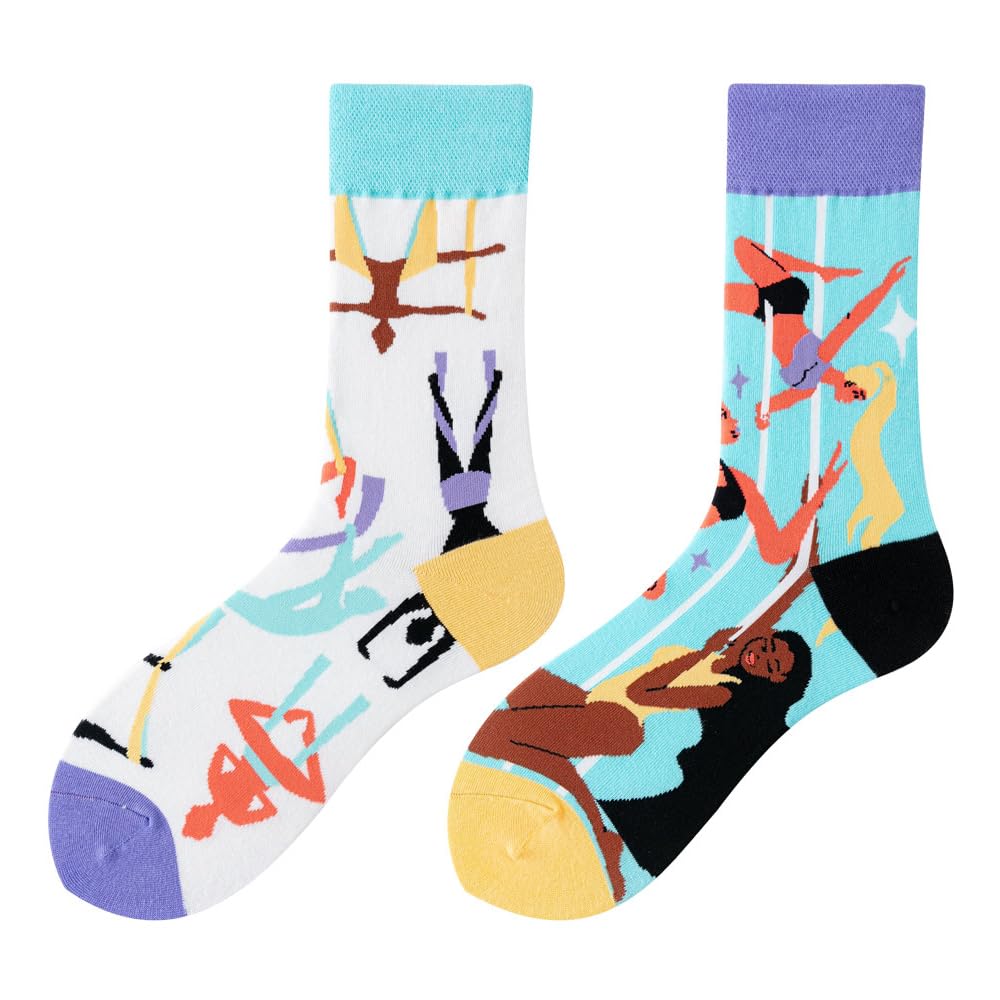 Calcetines Divertidos Unisex para Mujer y Hombre con Diseños Asimétricos en Par - Temas Animales, Comida, Fruta, Deporte y Arte en Algodón - Ideal para Regalos — view 125