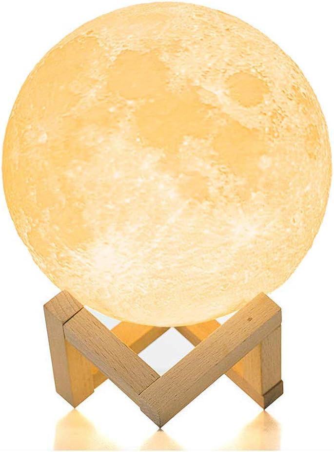 BRIGHTWORLD Moon Lamp Moon Night Light 3D Printed 3.5IN Lunar Lamp for Kids Gift for Women USB Rechargeable Touch Contral Brightness Warm and Cool White