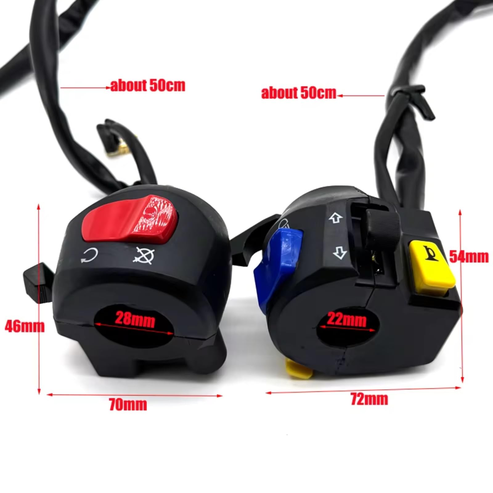 22mm 7/8 "Interruttore Moto Controllo Manubrio Avvisatore Acustico Universale Indicatore Di Direzione Faro Pulsante Controller Avviamento Elettrico Comando Manubrio(1pair)