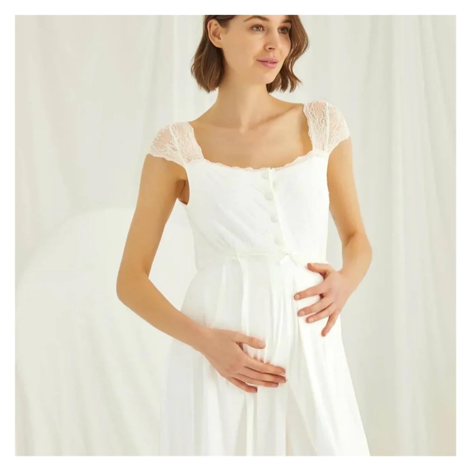 Camicia da Notte Donna Camicia da Notte Premaman, Abito da Allattamento Post-Parto for Gravidanza, Parto, Pigiama Estivo