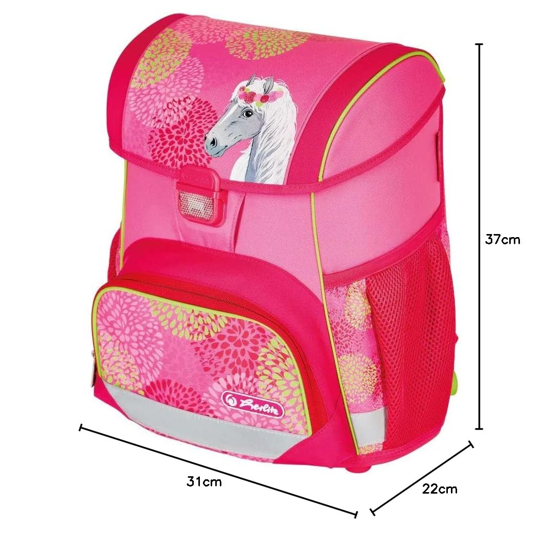 Herlitz Plecak szkolny Loop Młodzieżowy Tornister Torba na plecy | Pojemność 16L | Męski Damski Unisex Sportowy | Dla Ucznia Studenta Na co dzień | Pojemny Wytrzymały | Bloomy Horse