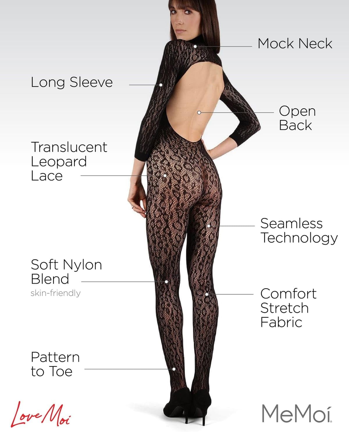 Women's Wild Leopard Long Sleeve Seamless Body Stocking