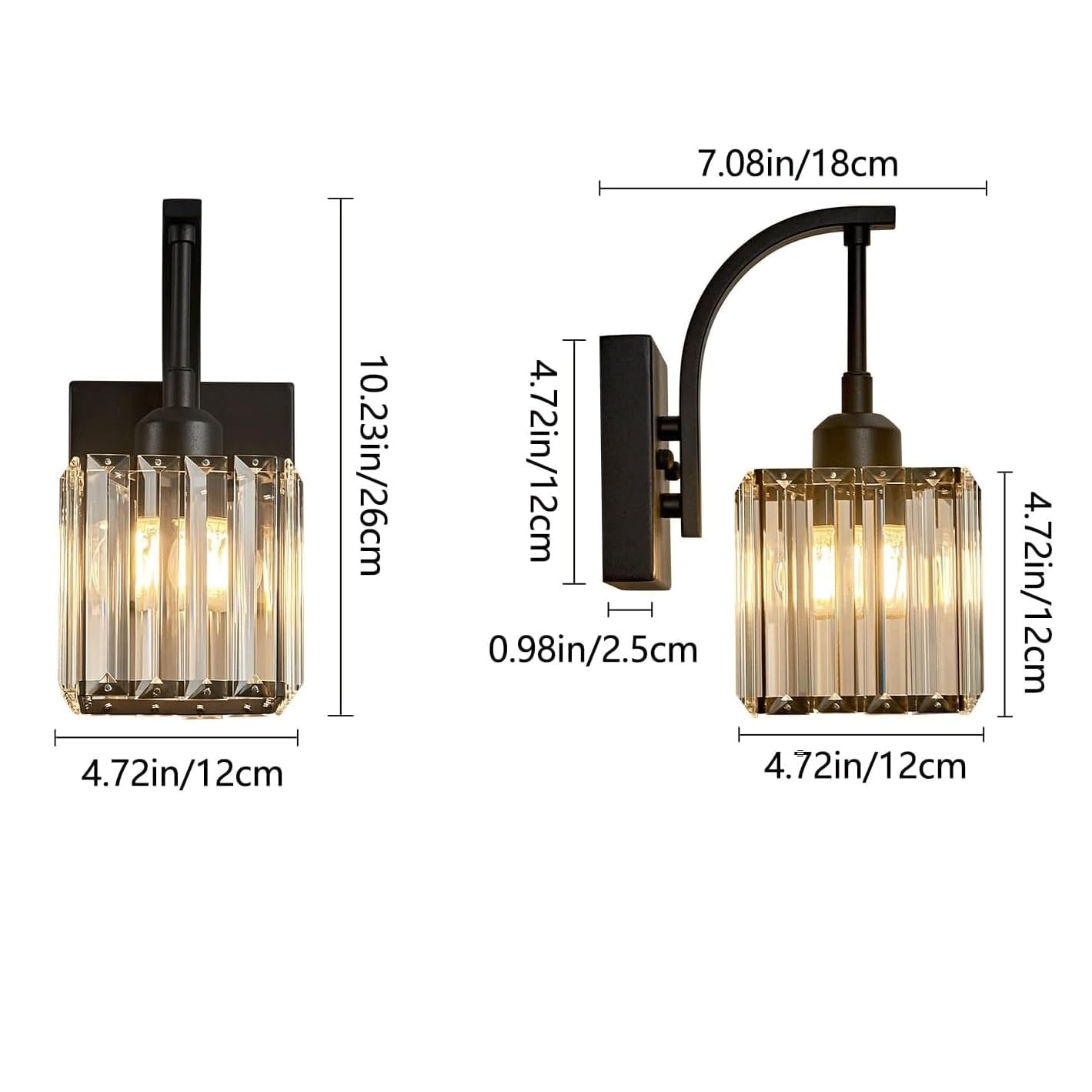 Lampada da Parete Moderna Ricaricabile in Vetro di Cristallo, Applique a Batteria, lampade Senza Fili per Bagno, Specchio, Camera da Letto, Veranda, Soggiorno