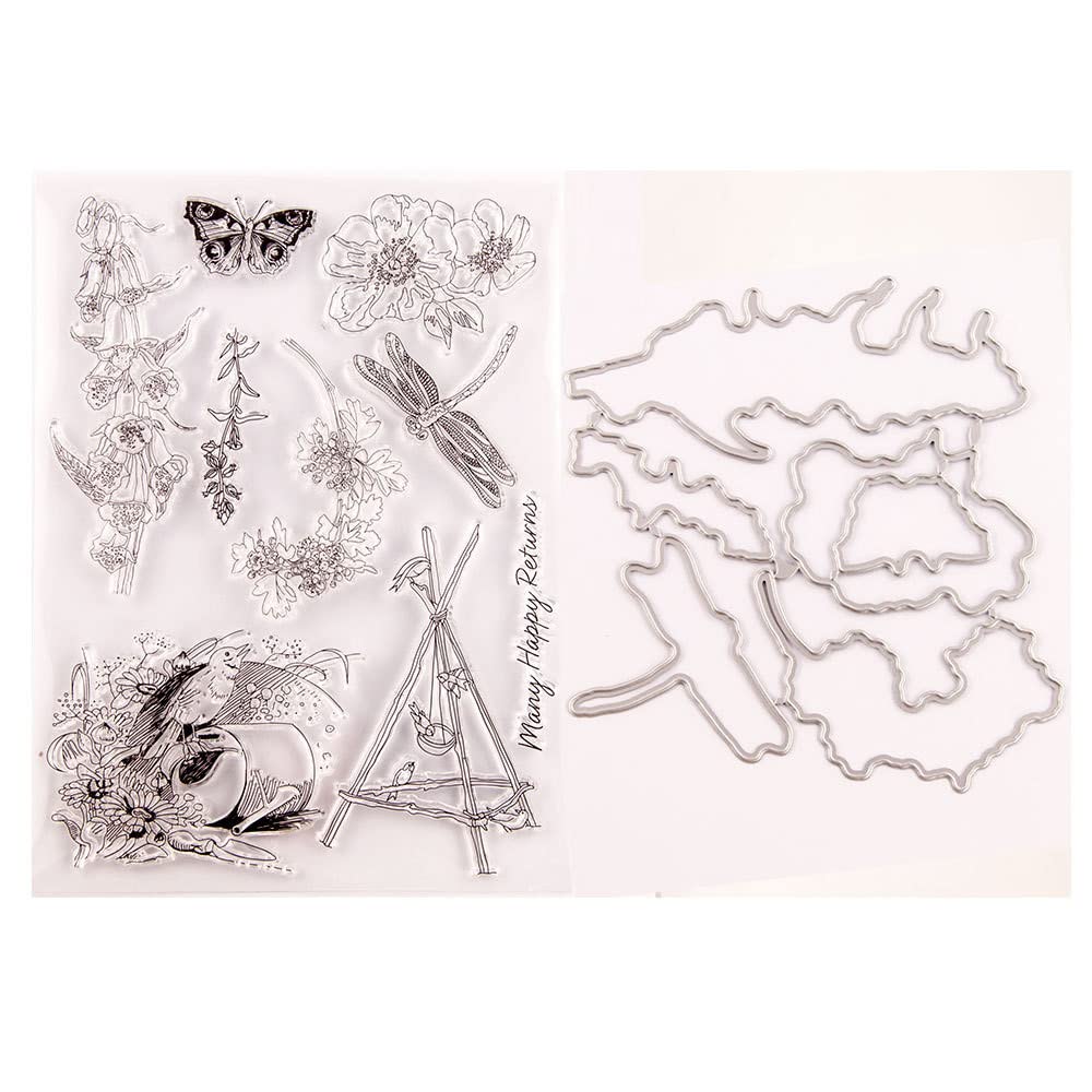 Kwiaty ptak przezroczysty stempel metalowe matryce do cięcia silikonowe tłoczenie szablon do tworzenia kart DIY scrapbooking ważka motyl