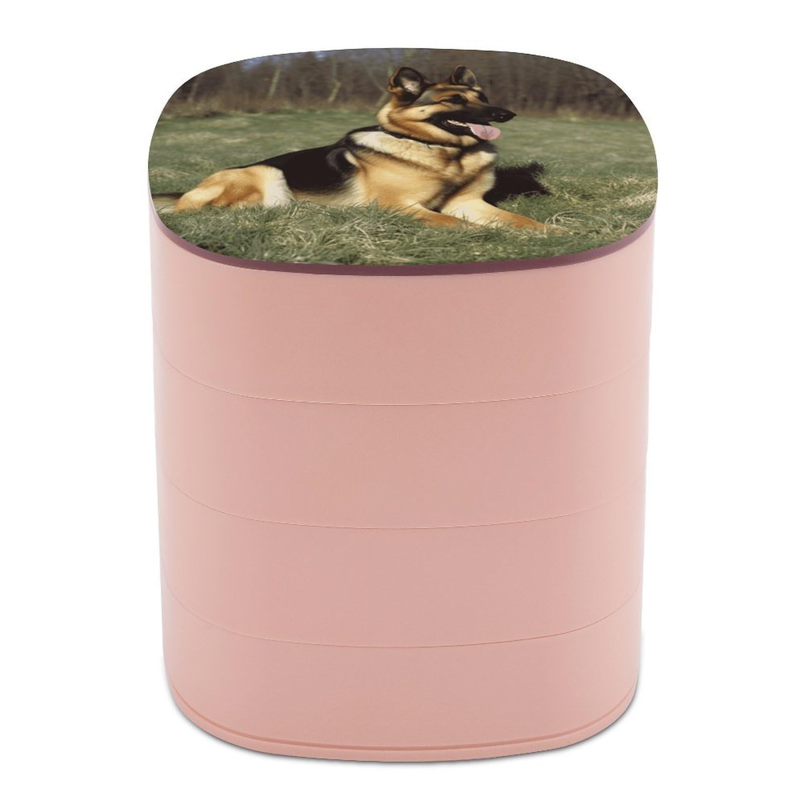 VstaDank German Shepherd Dog Jewelry Box with Mirror 4-Layer Rotating Jewelry Tray Case Portable Jewelry Case Trinket Boxes Trinket Cases Travel Jewelry Organizer Earrings Storage Box
