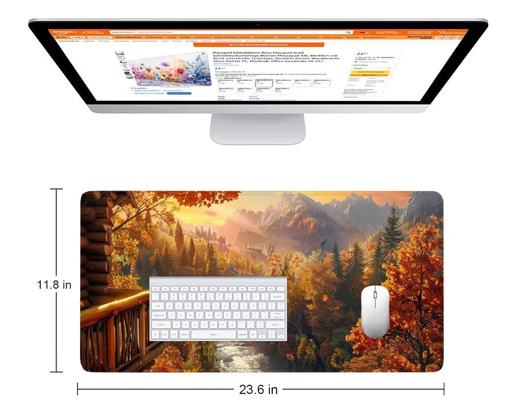 Podkładka pod mysz z drzewem XXL 1200 x 600 mm, żółta podkładka pod mysz z podstawą antypoślizgową, trwała i wodoodporna konstrukcja, poprawia precyzję i szybkość, akcesoria biurowe dla graczy K0-427