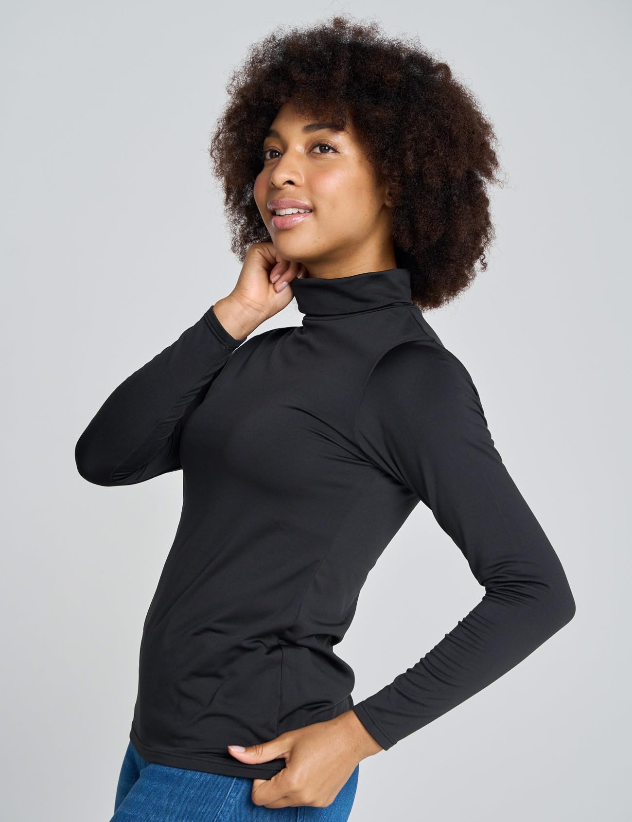 LAPASA Haut Thermique Col Roulé Femme Maillot de Corps à Manches Longues sous-Vêtements Automne-Hiver Chaud L88/L90