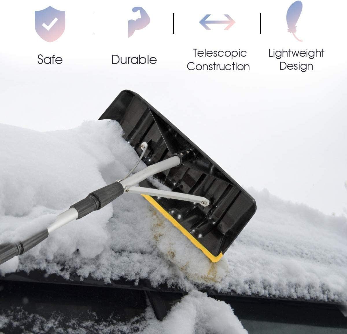 review Hysache Roof Snow Rake, Large Blade Roof Snow Removal Tool, 6.2ft to 21ft Telescoping Scratch-Free Snow Roof Rake to Remove Snow/Leaves/Debris, Yellow (OP3876)