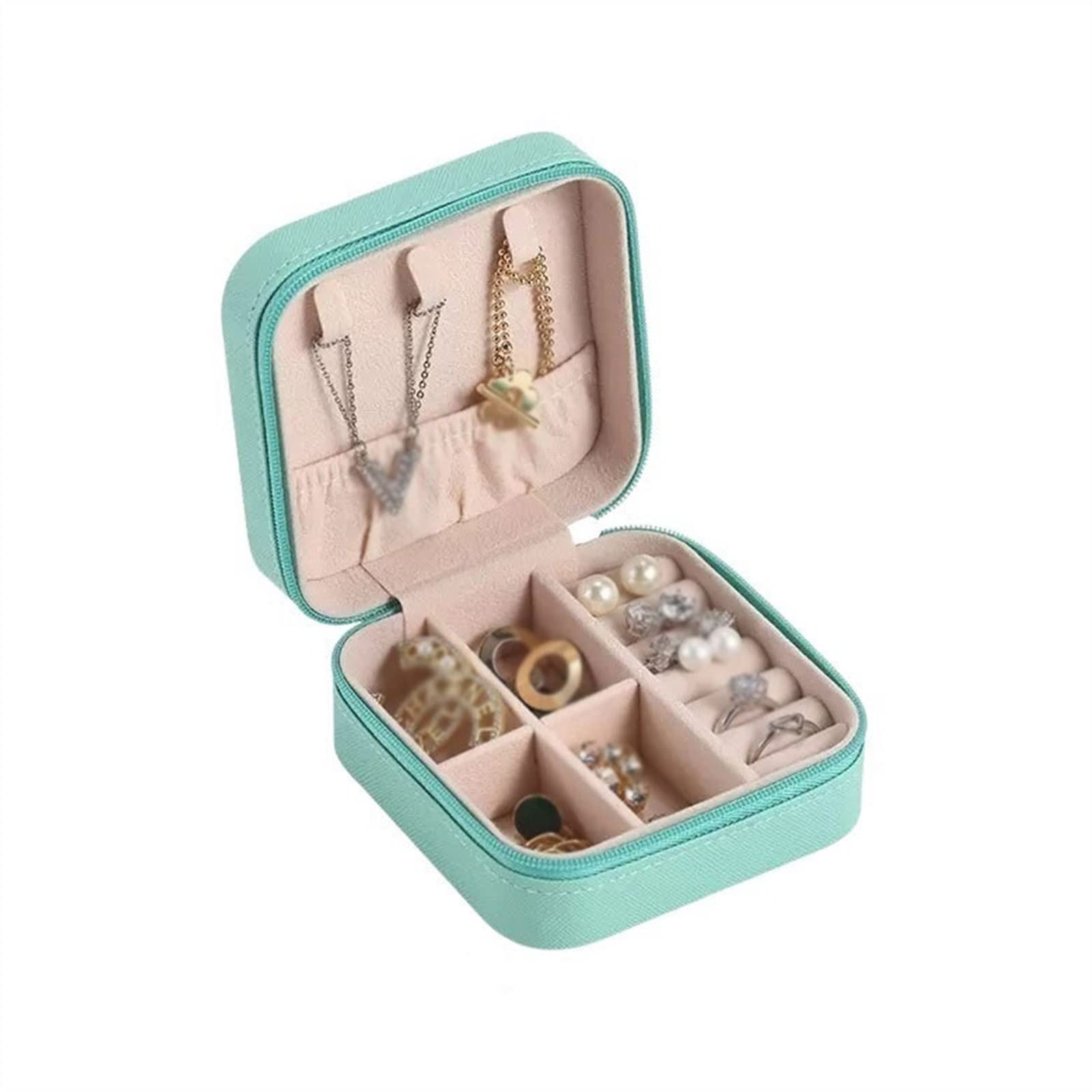 Estuche para joyas Exquisito y compacto Estuche para joyas Estuche para joyas portátil con cadena para pendientes y anillos, Caja de almacenamiento utilizada para viajes y viajes de negocios Estuche