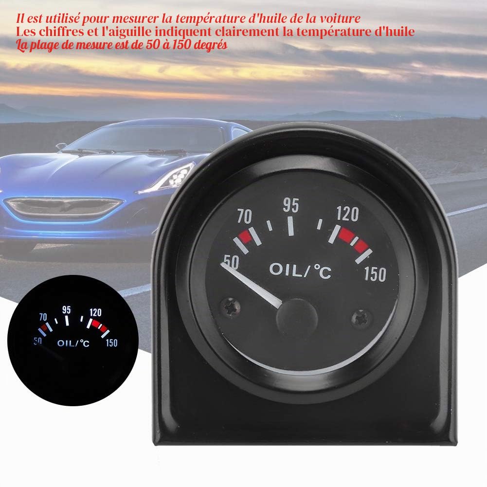 Sonde température moteur manometre temperature d'eau, jauge de température de température d'huile de pointeur de voiture de 2 pouces 52mm LED 20-150 °C