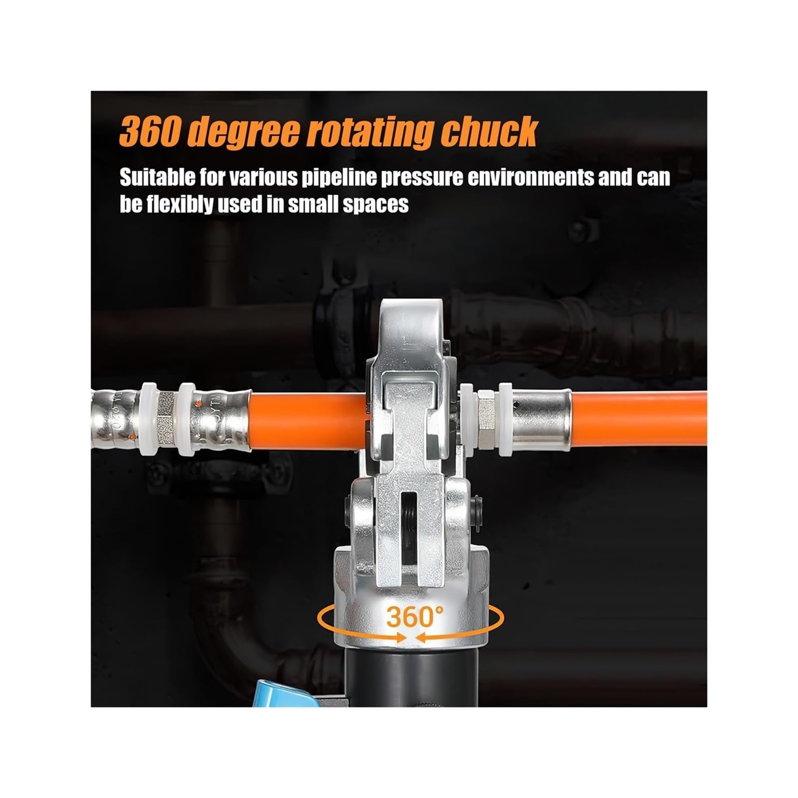 Expansor de tubo, Tubo Pex Hidráulico De Rotación 360 ​​°, Herramienta Prensado Tubos Plástico Y Aluminio, Mandíbulas TH, Kit Abrazadera Presión Plomería For Tuberías Calefacción Suelo