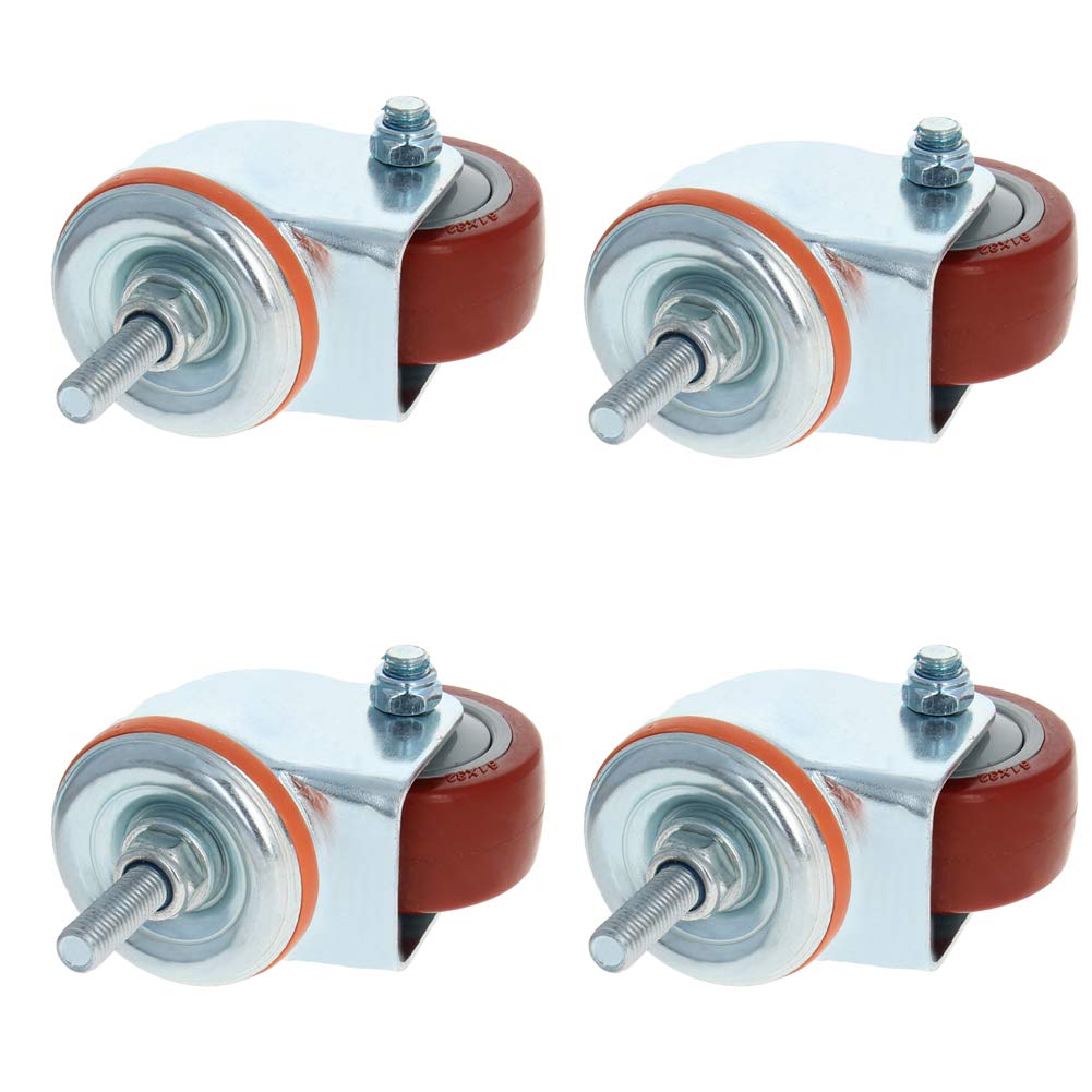 MroMax 4 Pz 63.5mm Ruote Ruote Dia 110Kg Poliuretano PU Ruote Ruote M10 Filettatura Vite Ferro Freno Bloccaggio Industriale per Carrello