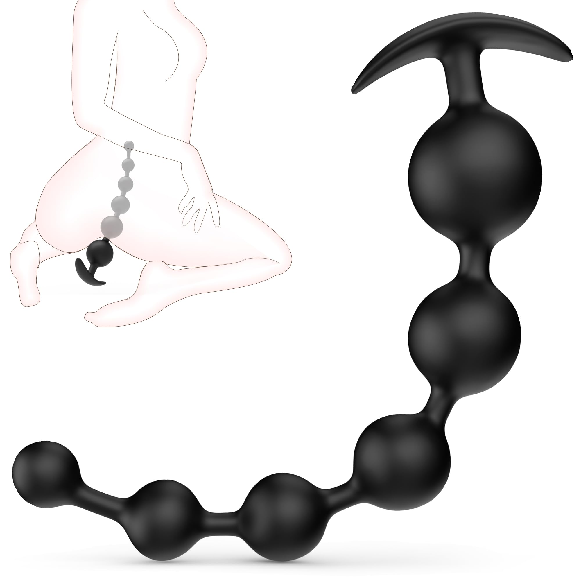 Large Anal Beads Anal Sex Toy - 6 Gradient Size for Depth Anal Training 2 Max Diameter 12