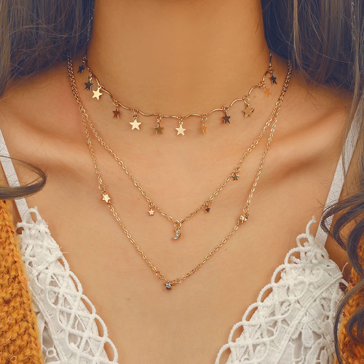 Collana con fasi lunari in oro vero 10K, 14K e 18K, collana celeste, ciondolo minimalista con mezzaluna, gioielli con fasi lunari, collana astrologica - Italia