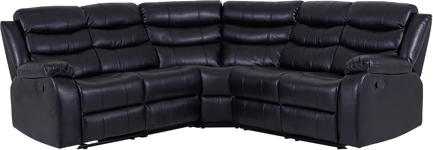 Dante Furniture Roma Manual Recliner Corner Sofa Black Leather Amazon