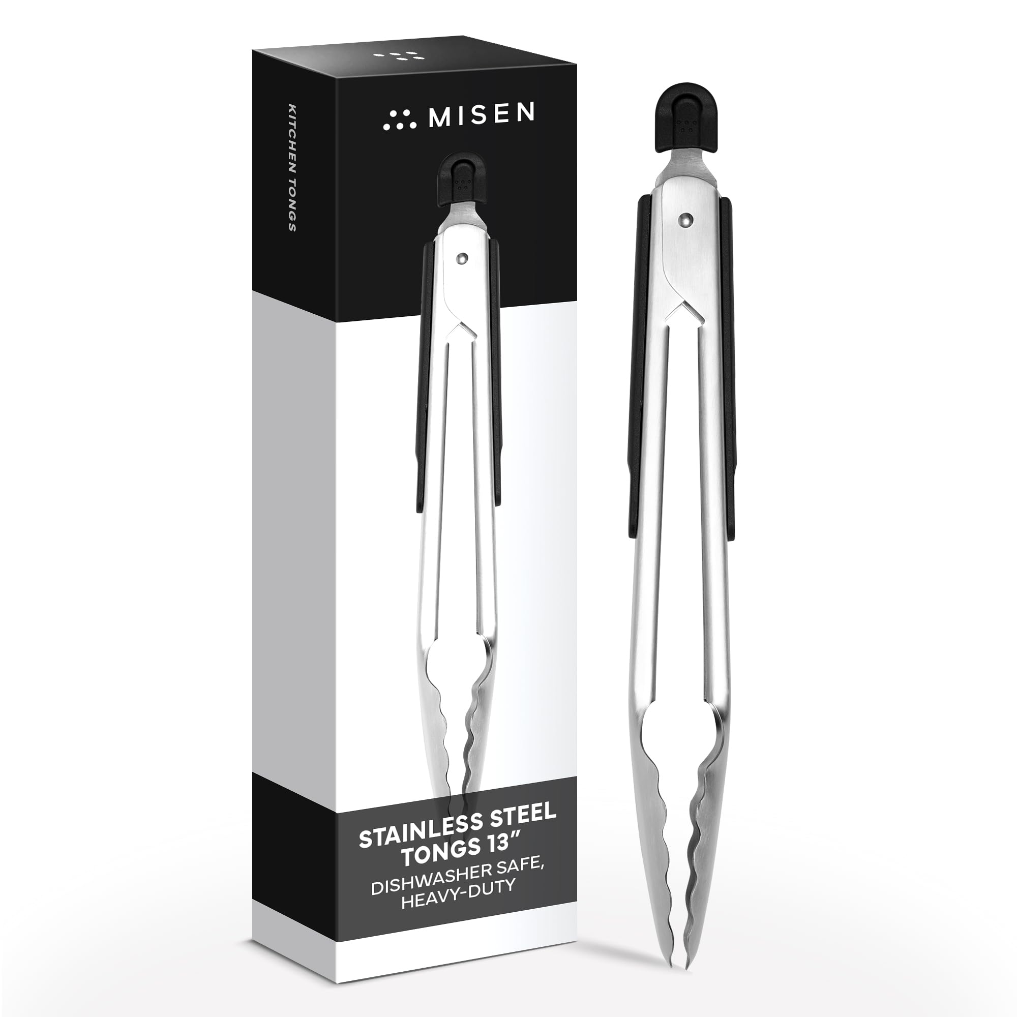 Misen Pinze per cucina e servizio – Pinze da cucina in acciaio inox – Pinze per servire cibo – 30,5 cm – Nero