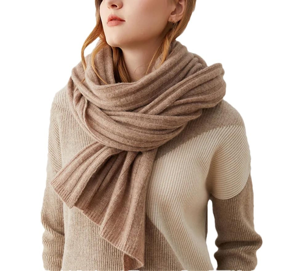Dninmim Damen Kaschmir Strick Schal Solide Lässig Weich Warm Vielseitig Schal Zubehör