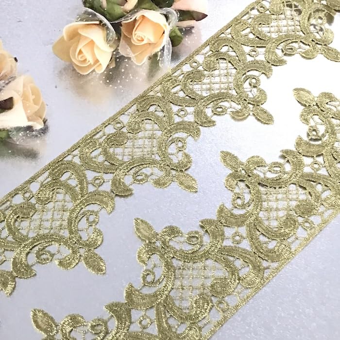 Amazon.co.jp: レース リボン ゴールド 花柄 ケミカルレース 金色 衣装